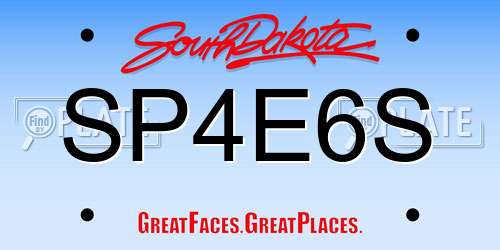 SP4E6S South Dakota License Plate