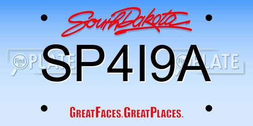 SP4I9A South Dakota License Plate