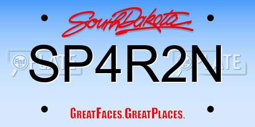 SP4R2N South Dakota License Plate