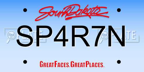 SP4R7N South Dakota License Plate