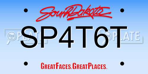 SP4T6T South Dakota License Plate