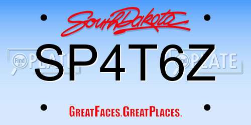 SP4T6Z South Dakota License Plate