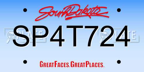 SP4T724 South Dakota License Plate