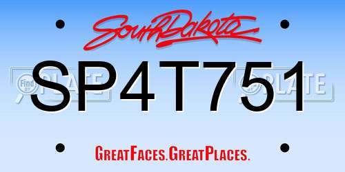 SP4T751 South Dakota License Plate