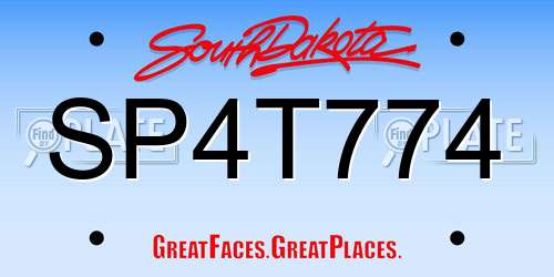 SP4T774 South Dakota License Plate