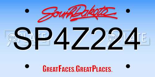 SP4Z224 South Dakota License Plate