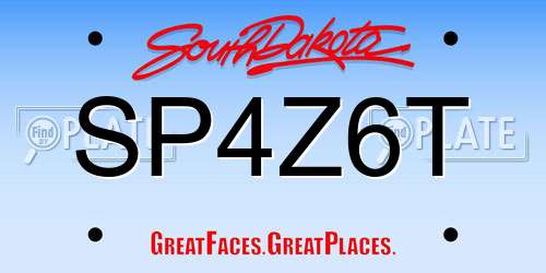 SP4Z6T South Dakota License Plate