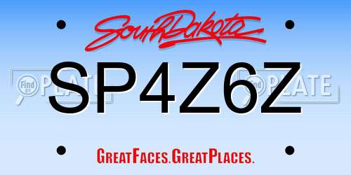 SP4Z6Z South Dakota License Plate