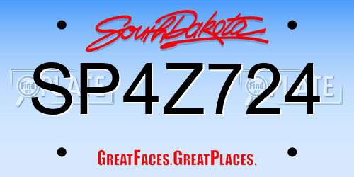 SP4Z724 South Dakota License Plate