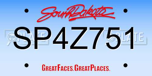 SP4Z751 South Dakota License Plate