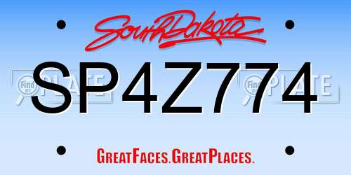 SP4Z774 South Dakota License Plate