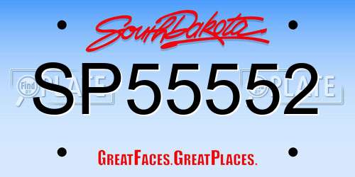 SP55552 South Dakota License Plate