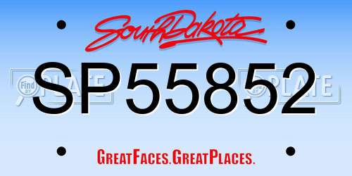SP55852 South Dakota License Plate