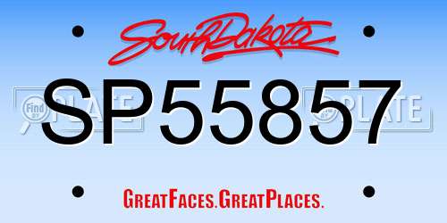 SP55857 South Dakota License Plate