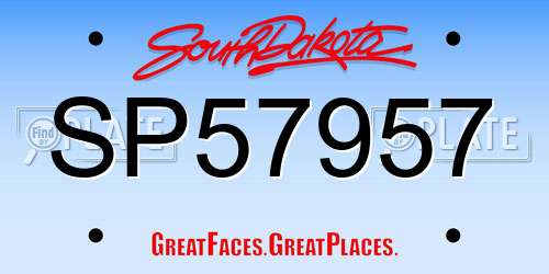 SP57957 South Dakota License Plate