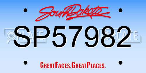 SP57982 South Dakota License Plate