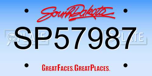 SP57987 South Dakota License Plate