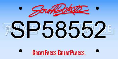 SP58552 South Dakota License Plate