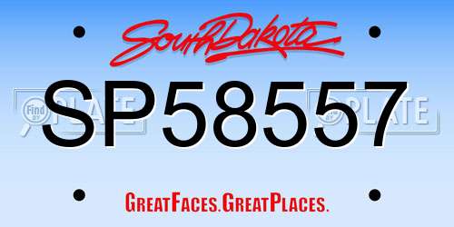 SP58557 South Dakota License Plate