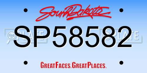 SP58582 South Dakota License Plate