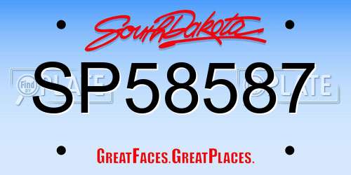 SP58587 South Dakota License Plate