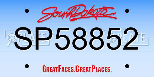 SP58852 South Dakota License Plate