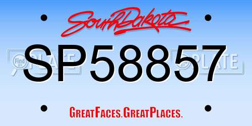 SP58857 South Dakota License Plate