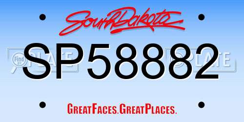 SP58882 South Dakota License Plate