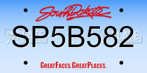 SP5B582 South Dakota License Plate