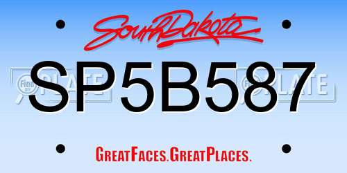 SP5B587 South Dakota License Plate