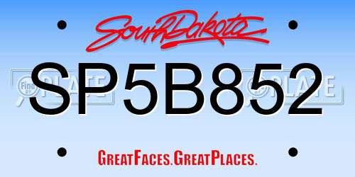 SP5B852 South Dakota License Plate