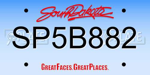 SP5B882 South Dakota License Plate