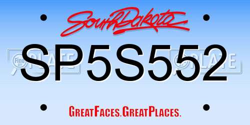 SP5S552 South Dakota License Plate