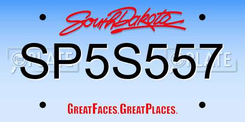SP5S557 South Dakota License Plate
