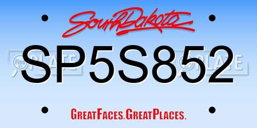 SP5S852 South Dakota License Plate