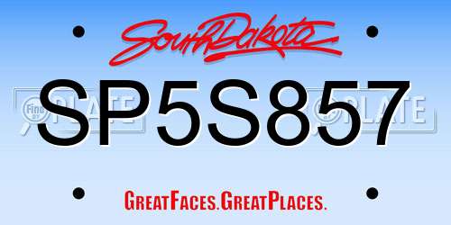 SP5S857 South Dakota License Plate