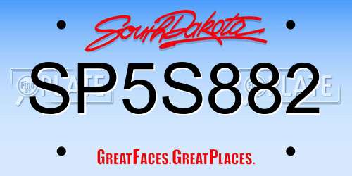 SP5S882 South Dakota License Plate