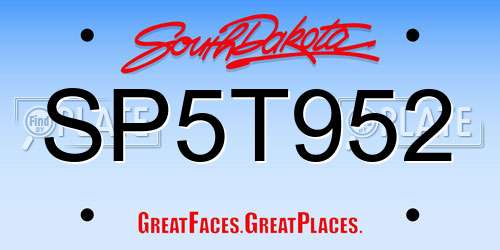 SP5T952 South Dakota License Plate