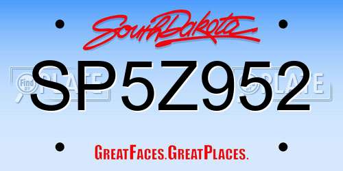 SP5Z952 South Dakota License Plate