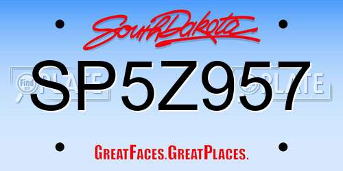 SP5Z957 South Dakota License Plate