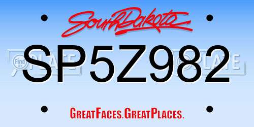 SP5Z982 South Dakota License Plate