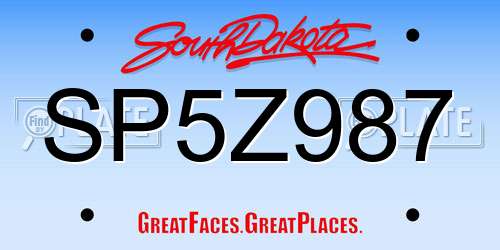SP5Z987 South Dakota License Plate