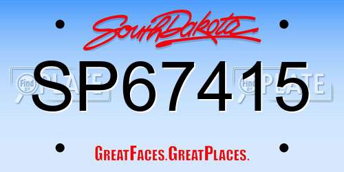 SP67415 South Dakota License Plate