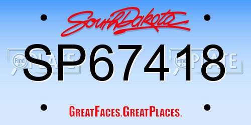 SP67418 South Dakota License Plate