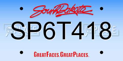 SP6T418 South Dakota License Plate