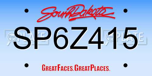 SP6Z415 South Dakota License Plate