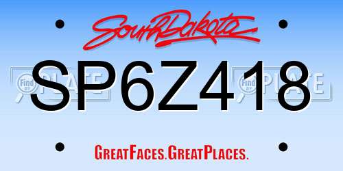 SP6Z418 South Dakota License Plate