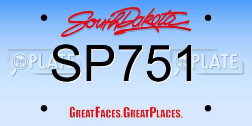 SP751 South Dakota License Plate