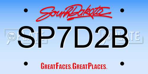 SP7D2B South Dakota License Plate