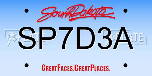 SP7D3A South Dakota License Plate